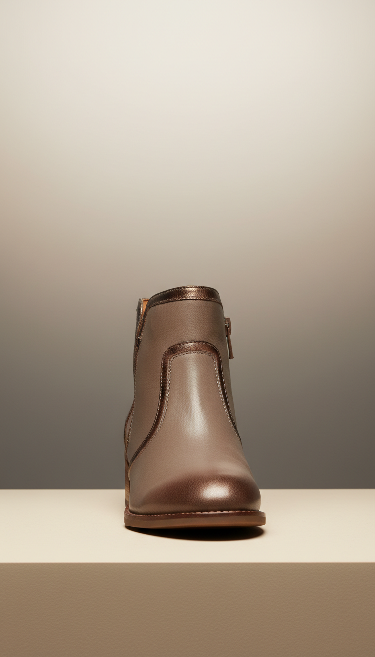 Botín Taupe con detalle metálico