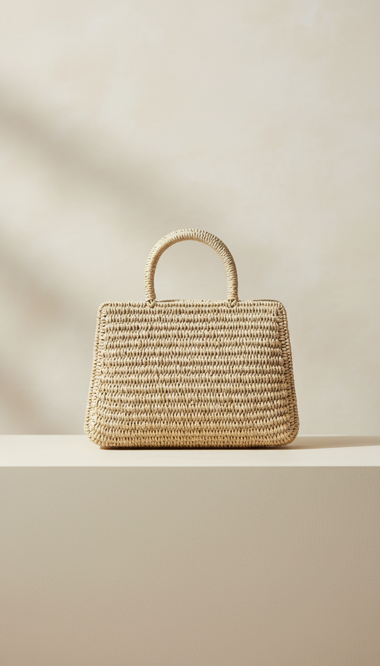 Mini bolso de paja con asa